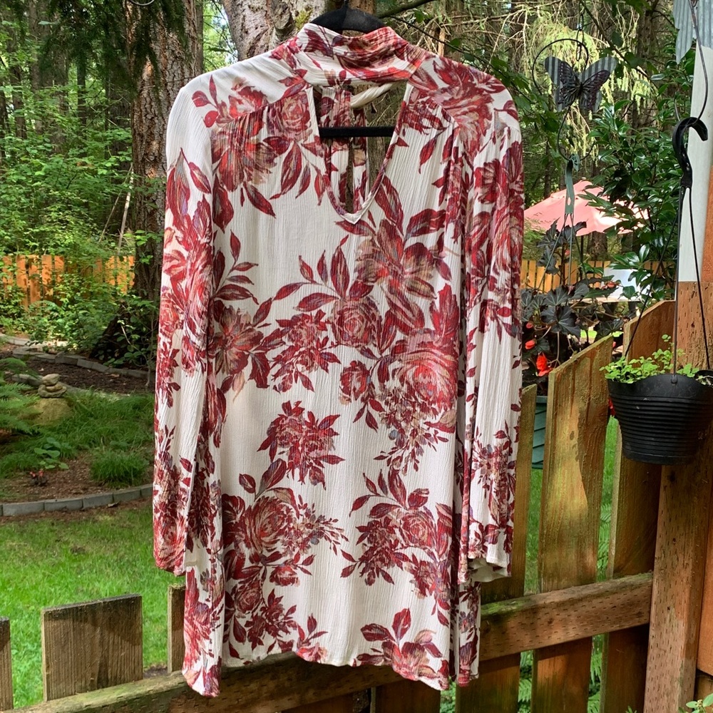 Vintage Havana Red Floral Tunic Top